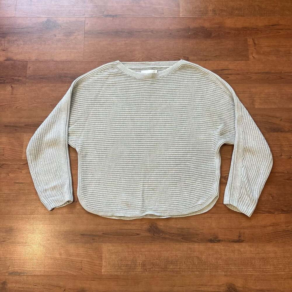 Babaton Ribbed Silk Knit Modal Sweater Size M Light Gray Boatneck